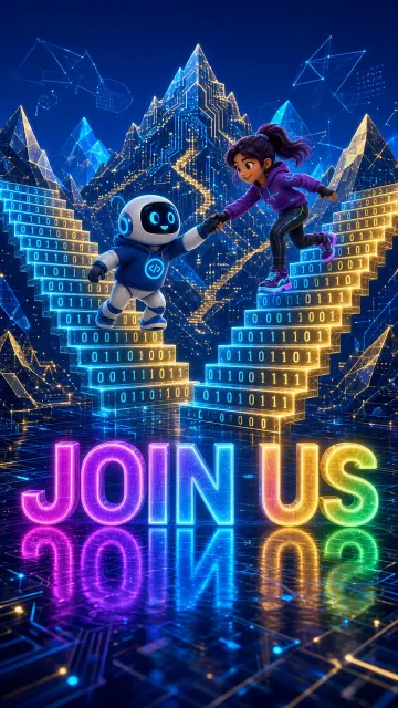 3D Cybernetic Binary Staircase Hiring Poster