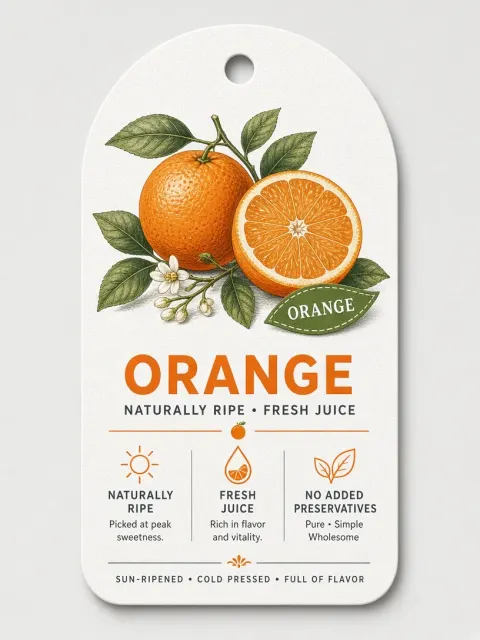 Vintage Watercolor Engraving Orange Product Tag