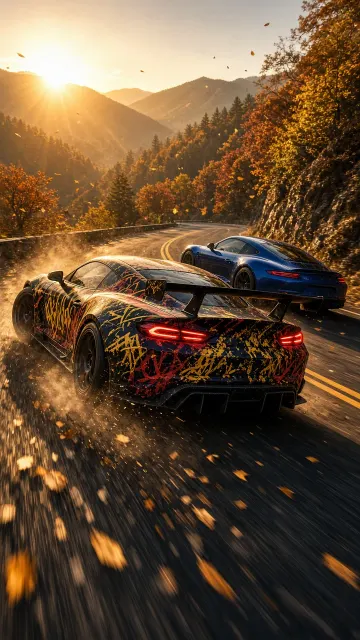 Autumn Mountain Pass Sports Car Chase