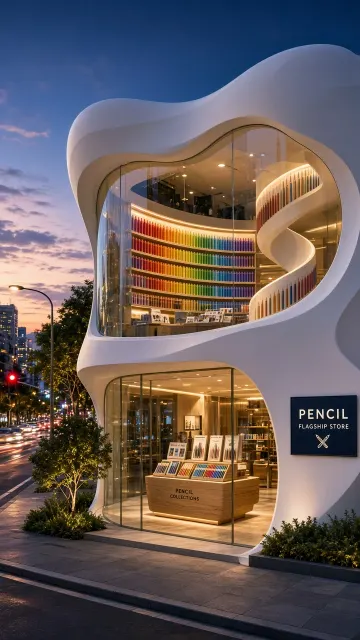 Retail Design image example: Cloud-Shaped Colored Pencil Concept Store