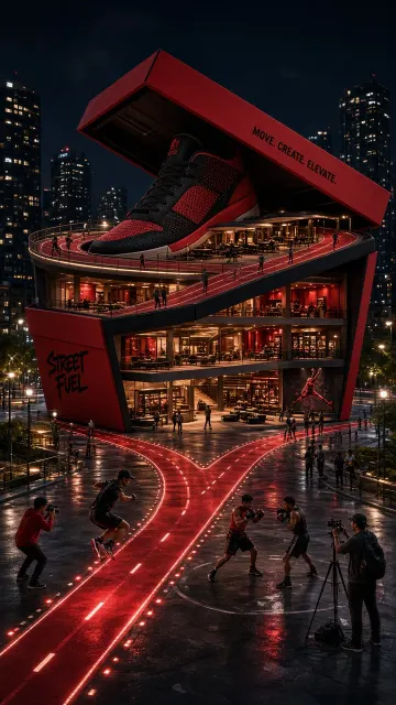 Urban Architecture image example: 3D Miniature Sneaker Box Architectural Pavilion
