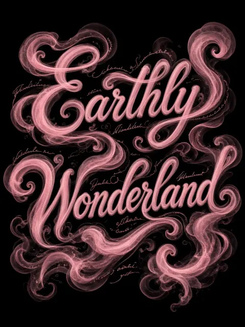 Dark Atmosphere image example: Pink Smoke Calligraphy Fairyland Typography
