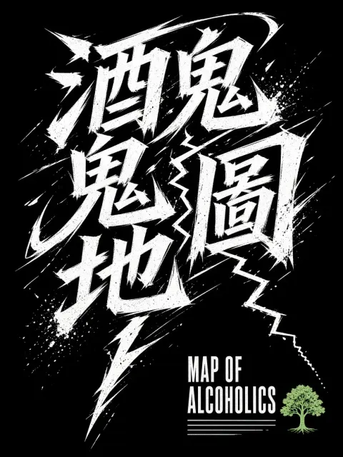 Streetwear Graphic image example: Distorted Trendy Typography Map of Alcoholics