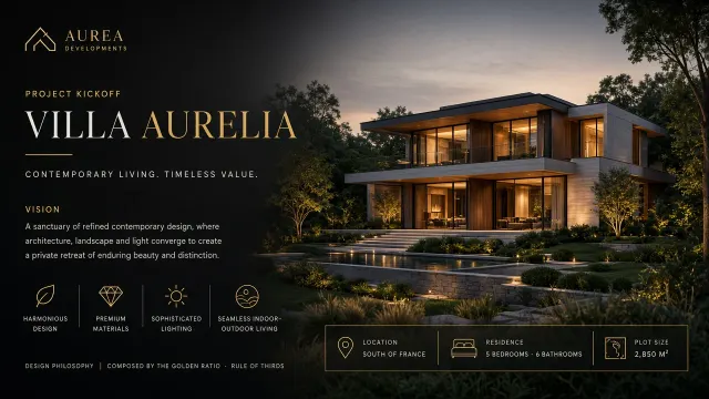 Presentation Slide image example: Golden Ratio Luxury Villa Presentation Slide