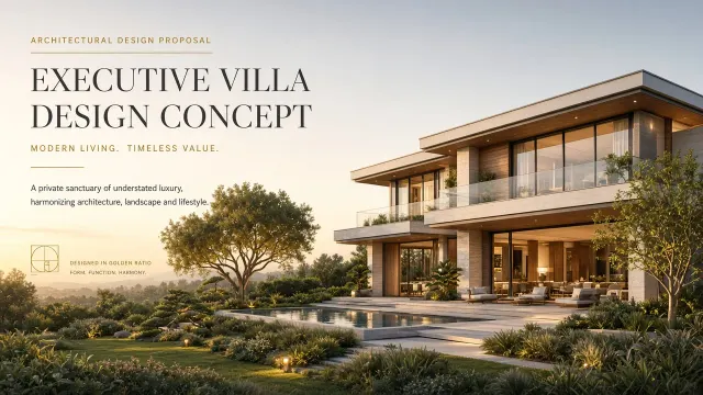 Luxury Villa image example: Luxury Detached Villa Architectural Proposal Key Visual