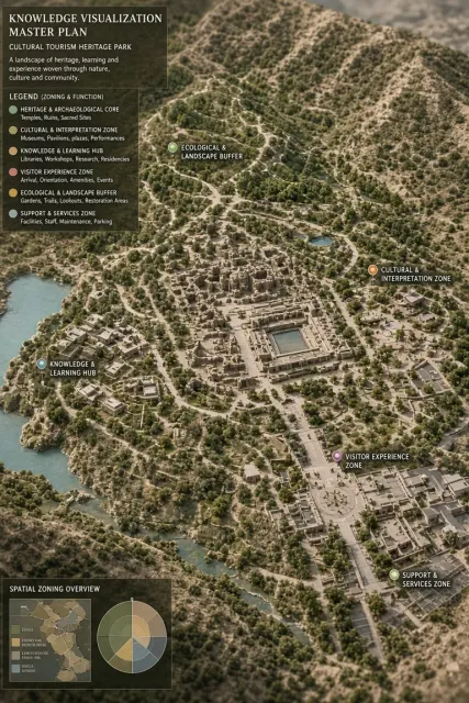 Aerial Overhead image example: Realistic Miniature Master Plan for Cultural Heritage Park