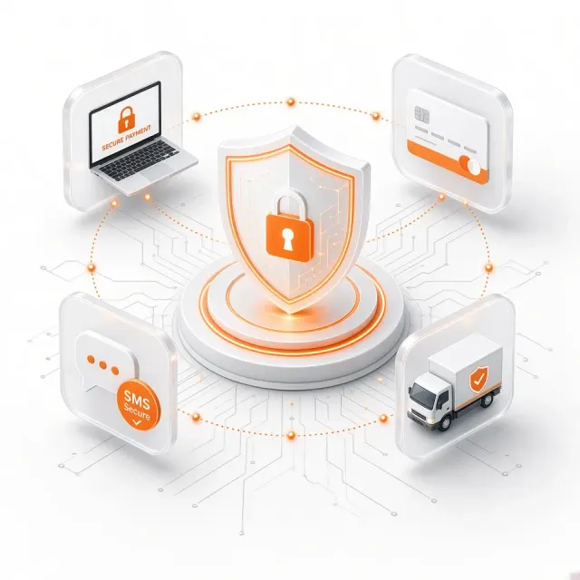 Tech Style image example: 3D Isometric Digital Secure Transaction Scene