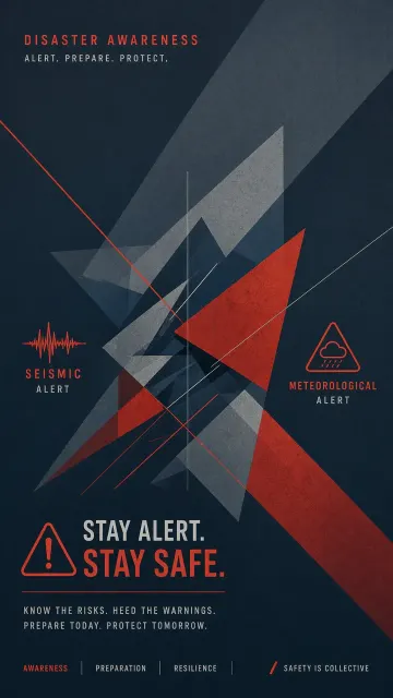 Geometric Abstract Hazard Warning Poster