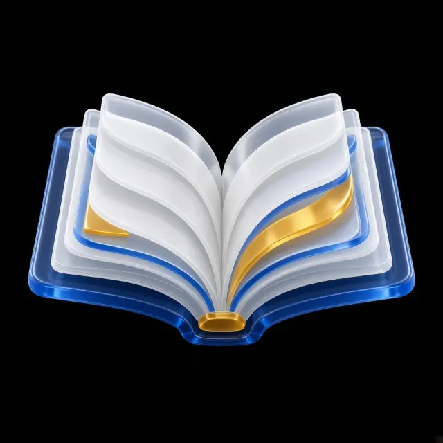 Glossy image example: Minimalist 3D Translucent Book Icon