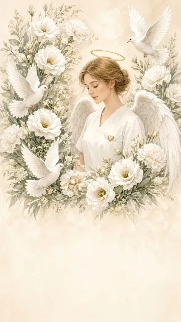 Greeting Card image example: Floral Doves Nurse Greeting Card Poster