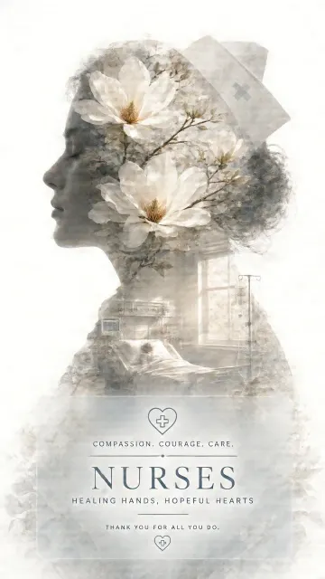 Artistic image example: Double Exposure Nurse and Magnolia Poster