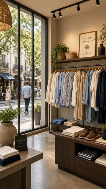 Retail Design image example: Warm Summer Menswear Boutique and Street View