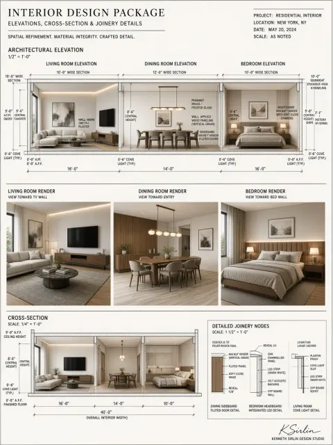 Architectural Elevation image example: Architectural CAD Elevation and Section Design Brochure