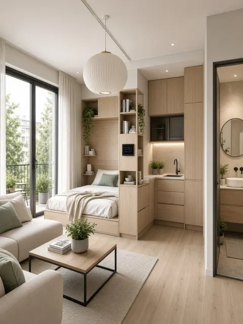 Modern Minimalist Scandinavian Small Apartment Interior