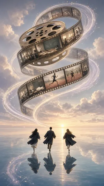 Morandi Palette image example: Spiral Film Reel Campus Fantasy Illustration