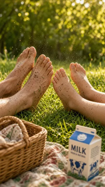 Barefoot Grass and Mud Parent-Child Closeup