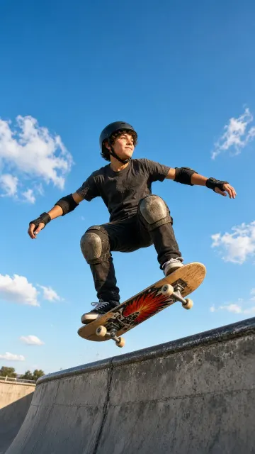 High-Speed Action Shot of Skater Boy Doing an Ollie