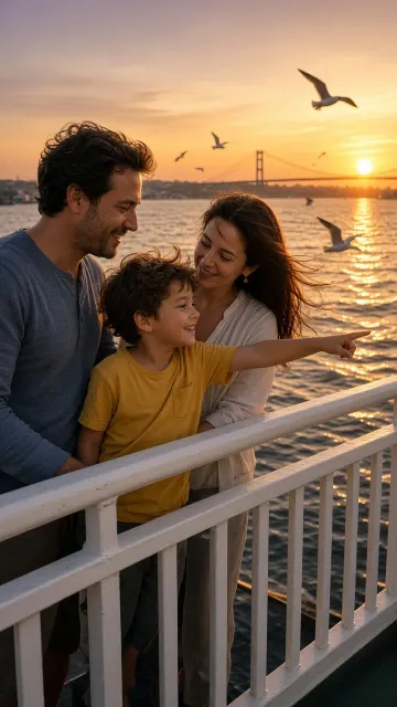 Summer Ferry Deck Family Sunset Portrait