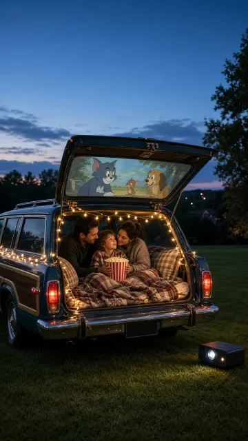 Vintage Tailgate Outdoor Movie Night Photography