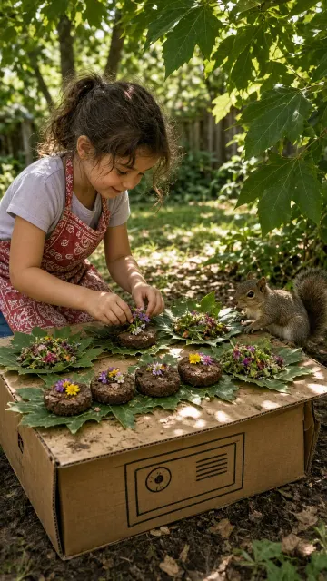Children image example: Backyard Cardboard Kitchen Children Outdoor Play Photography