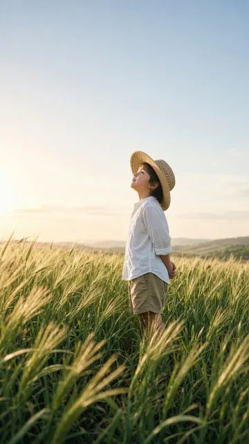Poetic Early Summer Wheat Field Child Portrait
