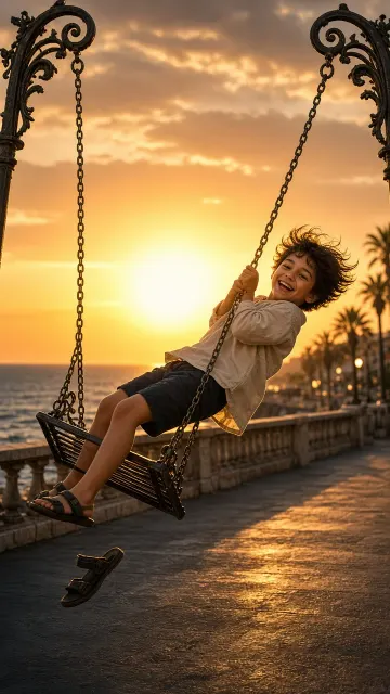 Outdoor Backlit Swing Action Freeze Portrait