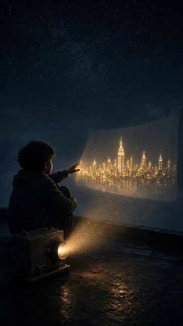 Night Scene image example: Surreal Projected Miniature City Night Photography