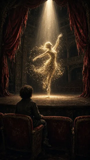 Light Particle Silhouette in Abandoned Theater