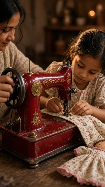Craftsmanship image example: Mother and Daughter at a Vintage Sewing Machine