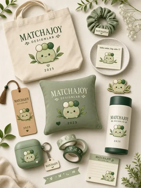 Cute Design image example: Healing Matcha-Themed Stationery and Lifestyle Merchandise