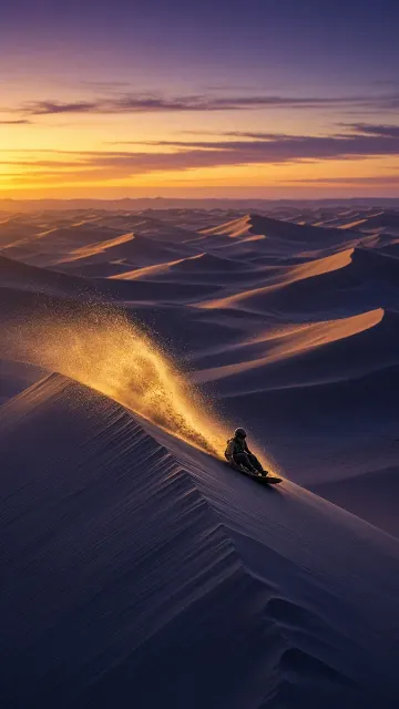Desert Dune Sandboarding Vast Landscape Portrait