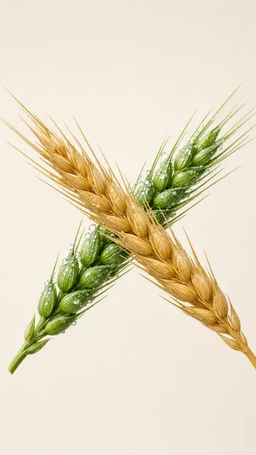 Harvest image example: Dual Wheat Ears Macro Green and Golden Contrast