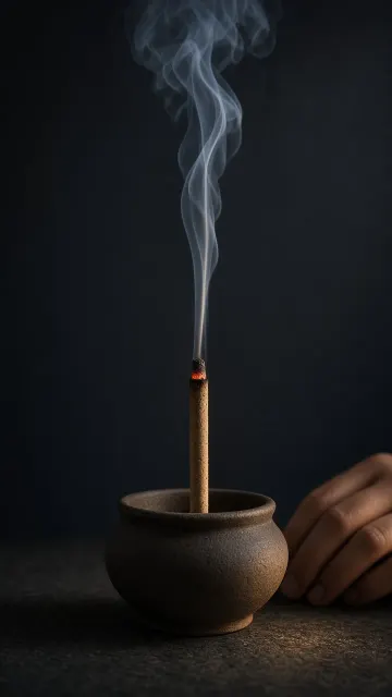 Minimalist Smoke Plume from a Burning Moxa Stick