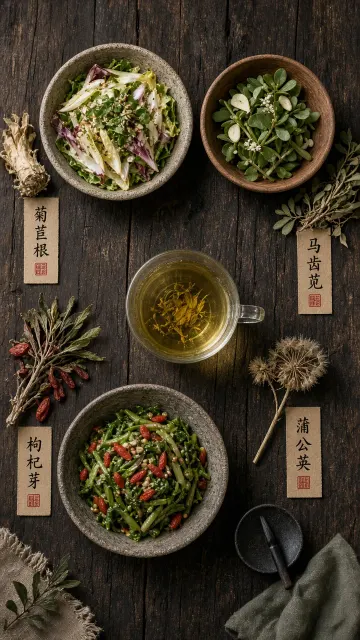 Top-Down Holistic Culinary Aesthetics of Seasonal Bitter Herbs