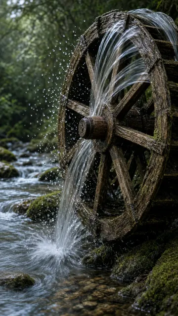 Abstract Form image example: Motion and Stillness Juxtaposition of an Ancient Waterwheel