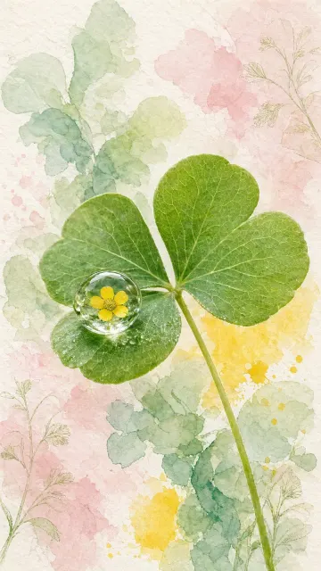 Layered Watercolor and Macro Wood Sorrel