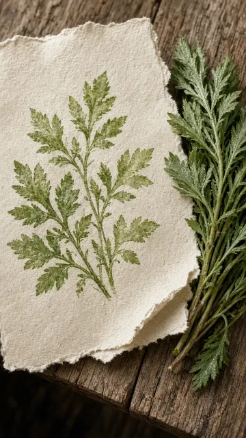 Handcrafted Paper Art of Hammered Mugwort Botanical Print
