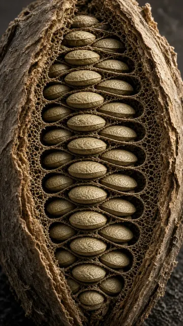 Abstract Nature image example: Architectural Macro of Plantain Seed Capsule