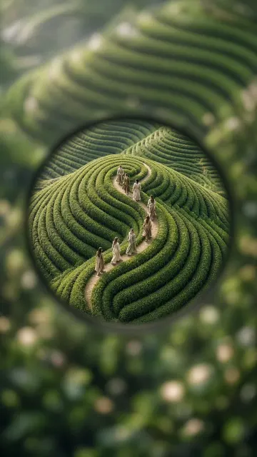 Aerial Aperture Composition of Terraced Tea Garden Campaign