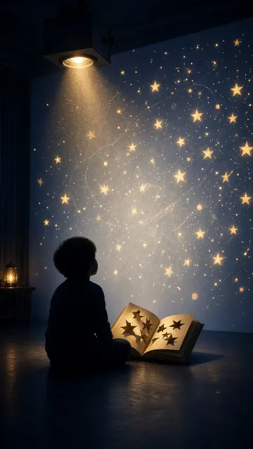 Dreamy Atmosphere image example: Pop Up Book Starry Night Light and Shadow Installation