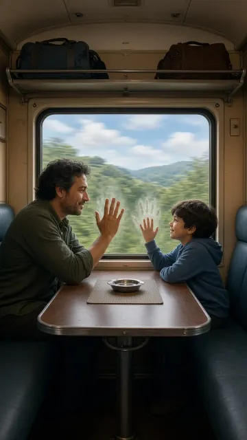 Symmetrical Train Window Handprints