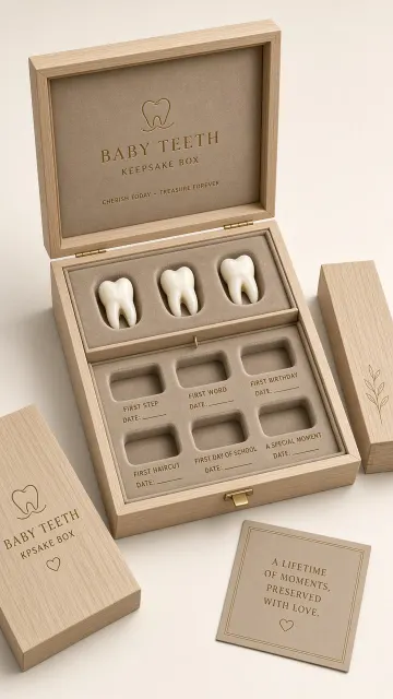 Wooden Baby Tooth Keepsake Box Packaging Design