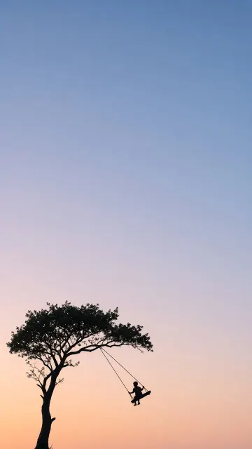 Minimalist Lone Tree Rope Swing Silhouette Poster