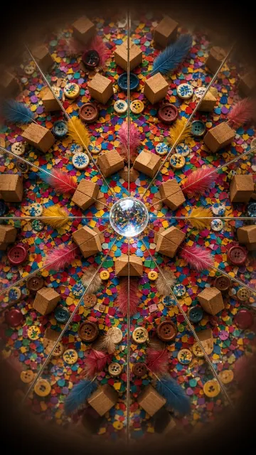 Geometric Pattern image example: Kaleidoscopic Symmetrical Toy Block Composition