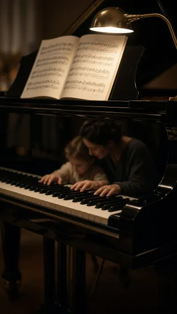 Grand Piano Glossy Reflection Four Hands Duet
