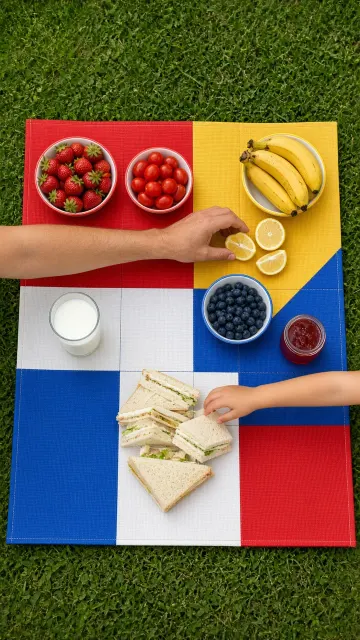 Color Block Picnic Overhead Flat Lay