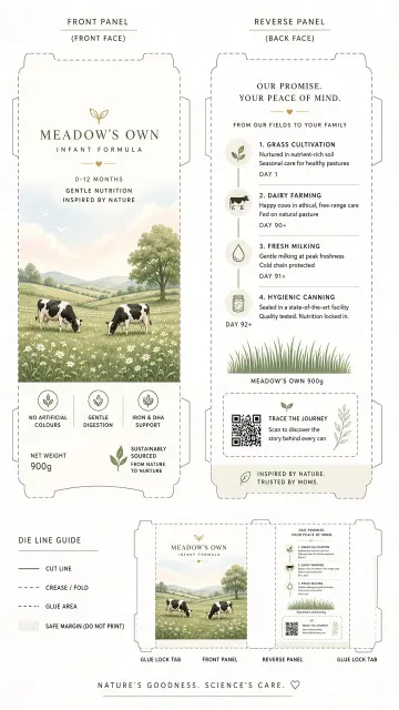 Minimalist Illustration image example: Milk Powder Can Packaging Flat Traceability Timeline