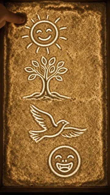 Overhead Shot image example: Illuminated Sand Art Light Table Drawing
