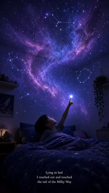 Space & Cosmic image example: Immersive Galaxy Projection in Child Bedroom