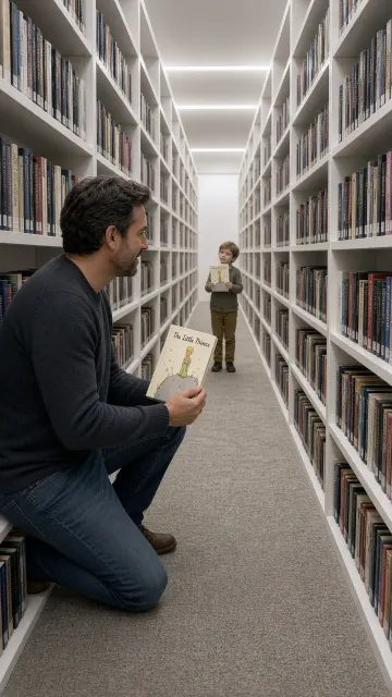 Library image example: One-Point Perspective White Bookshelf Corridor